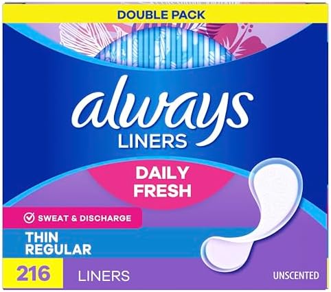 Always Daily Fresh Thin Liners, Regular Absorbency, Unscented Panty Liners, 162 Count