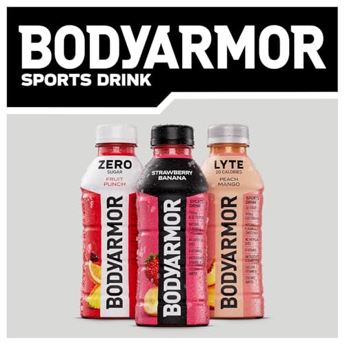 BODYARMOR Sports Drink Sports Beverage, Orange Mango, Coconut Water Hydration, Natural Flavors With Vitamins, Potassium-Packed Electrolytes, Perfect For Athletes, 16 Fl Oz (Pack of 12)