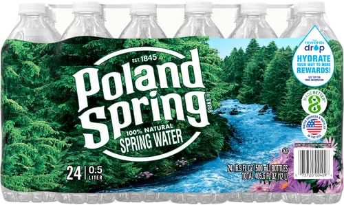 Poland Spring Maine Spring Water Bottles, 24 Pack – Crisp, Still Bottled Water with Naturally Balanced Occurring Minerals &amp; Electrolytes for Taste - 16.9 Fl Oz
