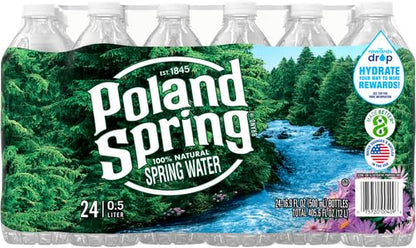 Poland Spring Maine Spring Water Bottles, 24 Pack – Crisp, Still Bottled Water with Naturally Balanced Occurring Minerals &amp; Electrolytes for Taste - 16.9 Fl Oz