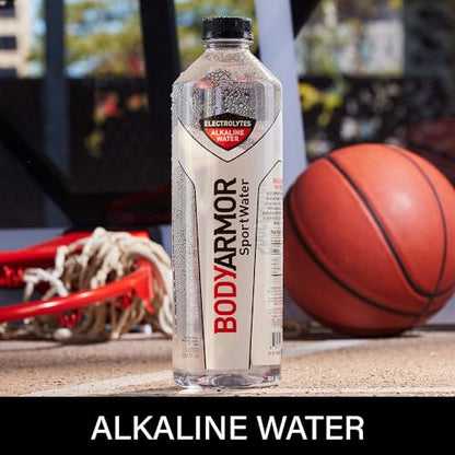 BODYARMOR SportWater Alkaline Water, Superior Hydration, High Alkaline Water pH 9+, Electrolytes, Perfect for your Active Lifestyle, 1 Liter (Pack of 12)