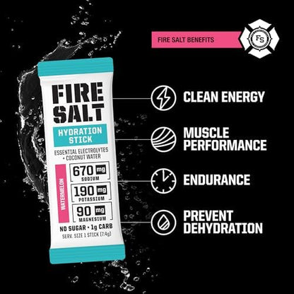 Fire Science Fire Salt Hydration Sticks, Electrolytes &amp; Coconut Water, Hydration Drink Mix with Magnesium, Potassium &amp; Sodium, Zero Sugar, Single Serve On The Go Packs, Variety Pack Flavors, 32 Count