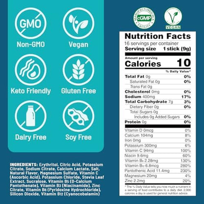 Venture Pal Sugar Free Electrolyte Powder Packets - Liquid Daily IV Hydration Packets | Electrolytes Drink Mix with 5 Vitamins &amp; 7 Electrolytes | Keto Friendly | Non-GMO | Certified Vegan | 16 Sticks