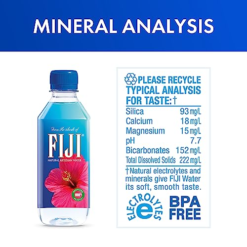 FIJI Natural Artesian Bottled Water 500mL / 16.9 Fl Ounce (Pack of 24) - 100% Natural Electrolytes