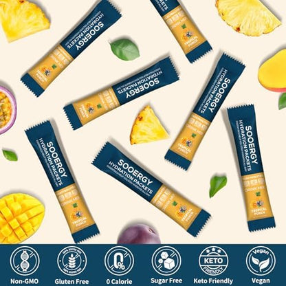 Electrolytes Powder Packets Sugar Free Hydration Packets, 7 Flavors Liquid Daily IV Electrolyte Drink Mixes for Rehydration with Electrolytes, Vitamins, 0 Calorie, 20 Sticks