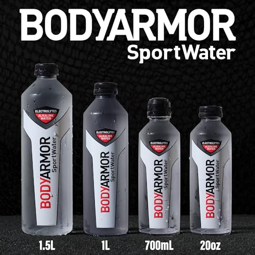 BODYARMOR SportWater Alkaline Water, Superior Hydration, High Alkaline Water pH 9+, Electrolytes, Perfect for your Active Lifestyle, 1 Liter (Pack of 12)