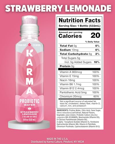 Karma Probiotic Water - 12 Pack, Watermelon Wild Berry Drink - Immune &amp; Gut Health Support