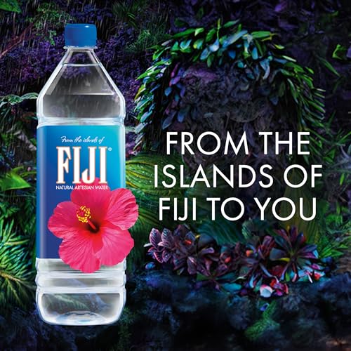 FIJI Natural Artesian Bottled Water 1 Liter / 33.8 Fl Ounce (Pack of 12) - 100% Natural Electrolytes