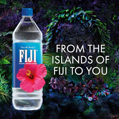 FIJI Natural Artesian Bottled Water 1 Liter / 33.8 Fl Ounce (Pack of 12) - 100% Natural Electrolytes