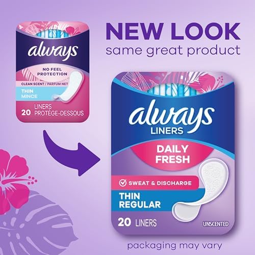 Always Daily Fresh Thin Liners, Regular Absorbency, Unscented Panty Liners, 162 Count