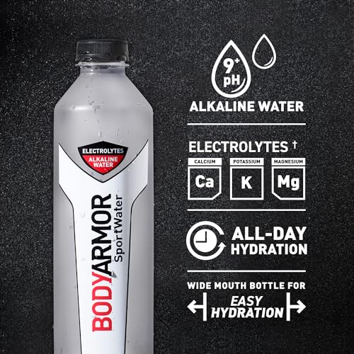 BODYARMOR SportWater Alkaline Water, Superior Hydration, High Alkaline Water pH 9+, Electrolytes, Perfect for your Active Lifestyle, 1 Liter (Pack of 12)