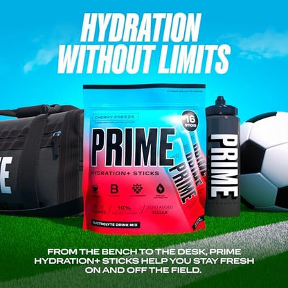 PRIME HYDRATION+ Sticks Strawberry Banana | Hydration Powder Single Serve Sticks | Electrolyte Powder On The Go | Low Sugar | Caffeine-Free | Vegan | 16 Sticks