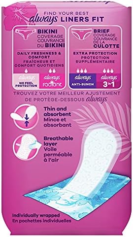 Always Daily Fresh Thin Liners, Regular Absorbency, Unscented Panty Liners, 162 Count