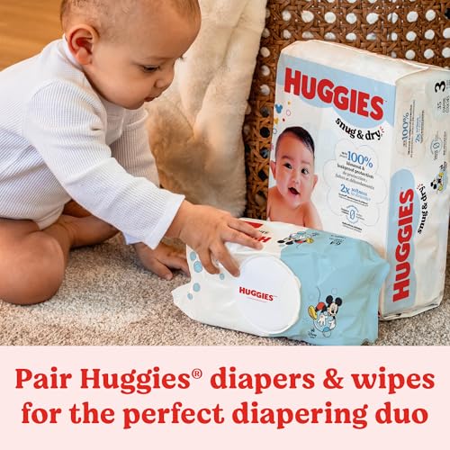 Huggies Simply Clean Unscented Baby Diaper Wipes, 3 Flip-Top Packs (192 Wipes Total), Packaging May Vary