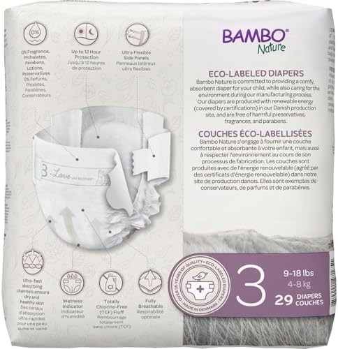 Bambo Nature Premium Eco-Friendly Baby Diapers, Size 5 (27-40 Lbs), 150 Count (6 Packs of 25)
