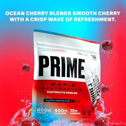 Prime Rapid Rehydration Electrolyte Powder Sticks, Berry Citrus Rush, Sugar Free Hydration Drink Mix with Sodium, Potassium &amp; B Vitamins, Caffeine Free, 16 Count
