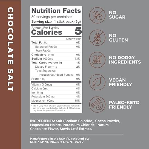 Drink LMNT Zero Sugar Hot Chocolate or Coffee Mixer - Chocolate Caramel Salt | Drink Mix | 30-Count