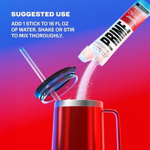 Prime Rapid Rehydration Electrolyte Powder Sticks, Berry Citrus Rush, Sugar Free Hydration Drink Mix with Sodium, Potassium &amp; B Vitamins, Caffeine Free, 16 Count
