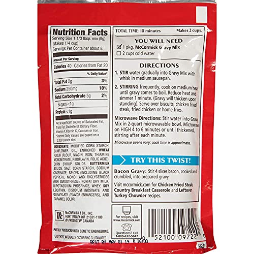 McCormick Original Country Gravy Mix, 2.64 oz (Pack of 8)