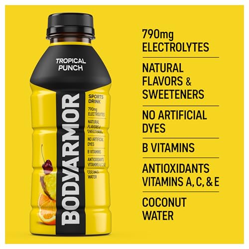 BODYARMOR Sports Drink Sports Beverage, Orange Mango, Coconut Water Hydration, Natural Flavors With Vitamins, Potassium-Packed Electrolytes, Perfect For Athletes, 16 Fl Oz (Pack of 12)