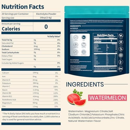 Electrolytes Powder Packets Sugar Free Hydration Packets, 7 Flavors Liquid Daily IV Electrolyte Drink Mixes for Rehydration with Electrolytes, Vitamins, 0 Calorie, 20 Sticks