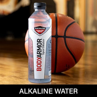 BODYARMOR SportWater Alkaline Water, Superior Hydration, High Alkaline Water pH 9+, Electrolytes, Perfect for your Active Lifestyle, 1 Liter (Pack of 12)