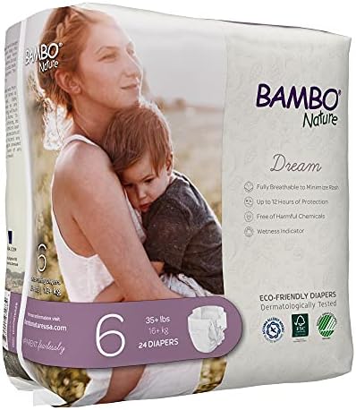 Bambo Nature Premium Eco-Friendly Baby Diapers, Size 5 (27-40 Lbs), 150 Count (6 Packs of 25)