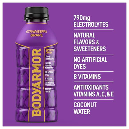 BODYARMOR Sports Drink Sports Beverage, Orange Mango, Coconut Water Hydration, Natural Flavors With Vitamins, Potassium-Packed Electrolytes, Perfect For Athletes, 16 Fl Oz (Pack of 12)