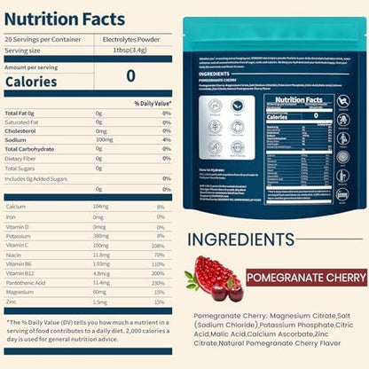 Electrolytes Powder Packets Sugar Free Hydration Packets, 7 Flavors Liquid Daily IV Electrolyte Drink Mixes for Rehydration with Electrolytes, Vitamins, 0 Calorie, 20 Sticks