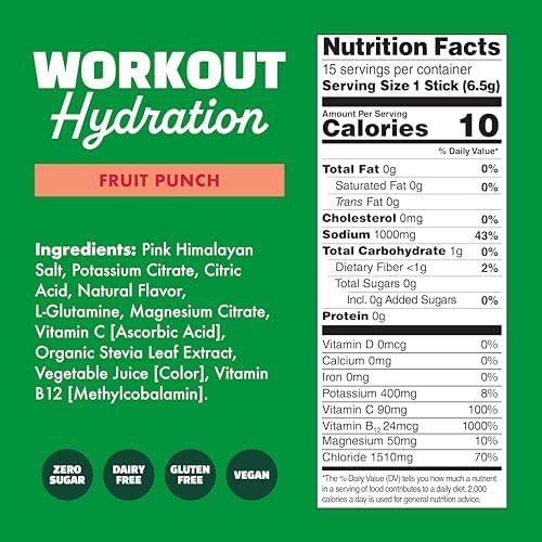 Waterboy Workout Hydration | 2,960mg Sugar Free Electrolyte Powder Packets | L-Glutamine + Vitamins | No Sugar, All Natural, Gluten Free | 15 Drink Stick Mixes (Lemon Lime)