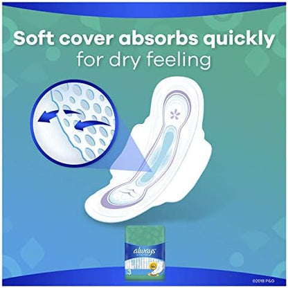 Always Ultra Thin Pads with Wings, Size 2, Long Super, 58 Count