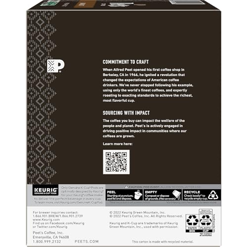 Peet's Coffee, Dark Roast Single Serve Coffee Pods - Major Dickason's Blend 75 Count (1 Box of 75 Pods)