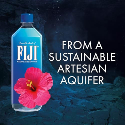 FIJI Natural Artesian Bottled Water 1 Liter / 33.8 Fl Ounce (Pack of 12) - 100% Natural Electrolytes