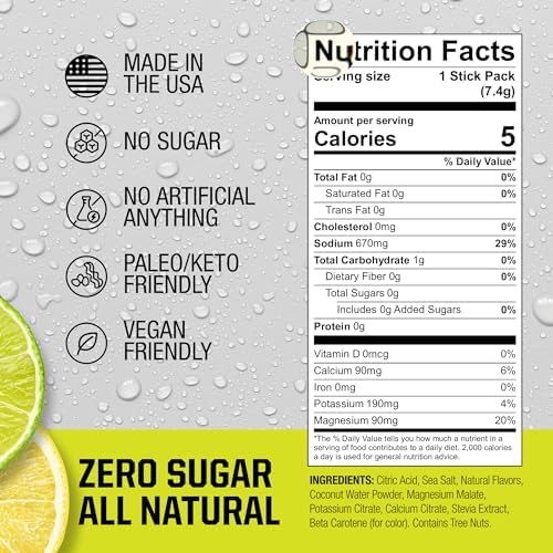 Fire Science Fire Salt Hydration Sticks, Electrolytes &amp; Coconut Water, Hydration Drink Mix with Magnesium, Potassium &amp; Sodium, Zero Sugar, Single Serve On The Go Packs, Variety Pack Flavors, 32 Count
