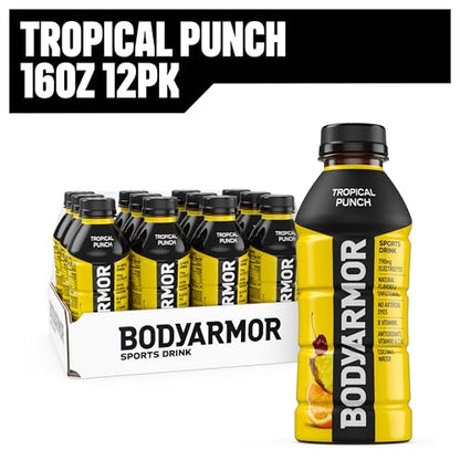 BODYARMOR Sports Drink Sports Beverage, Orange Mango, Coconut Water Hydration, Natural Flavors With Vitamins, Potassium-Packed Electrolytes, Perfect For Athletes, 16 Fl Oz (Pack of 12)