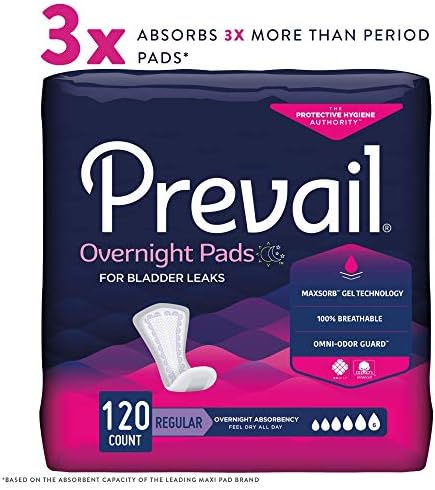 Prevail Plus | Long Length Incontinence Bladder Control Pads | Ultimate Absorbency | 90 Count (2 packs or 45)
