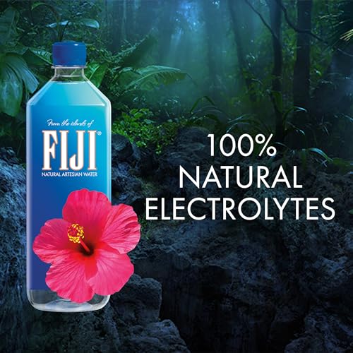 FIJI Natural Artesian Bottled Water 1 Liter / 33.8 Fl Ounce (Pack of 12) - 100% Natural Electrolytes