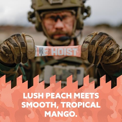 HOIST Electrolyte Drink Mix Powder Sticks – Rapid Rehydration, Military Hydration Formula – Peach Mango (12 Single-Serve Packs)