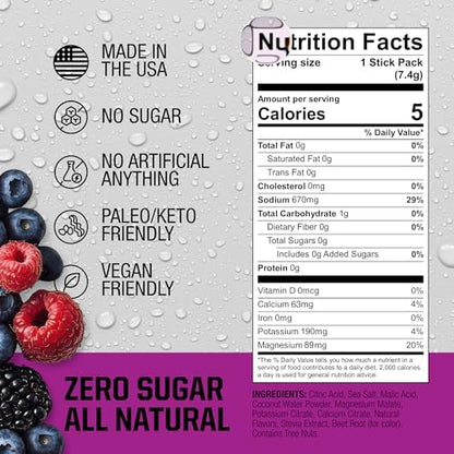 Fire Science Fire Salt Hydration Sticks, Electrolytes &amp; Coconut Water, Hydration Drink Mix with Magnesium, Potassium &amp; Sodium, Zero Sugar, Single Serve On The Go Packs, Variety Pack Flavors, 32 Count