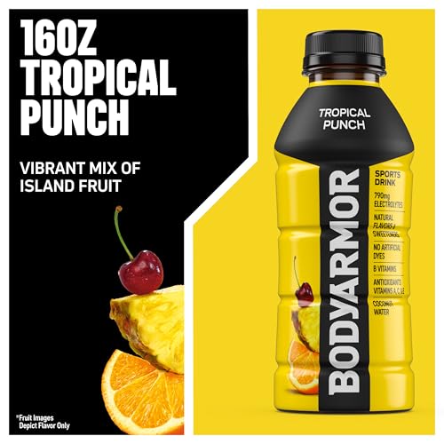 BODYARMOR Sports Drink Sports Beverage, Orange Mango, Coconut Water Hydration, Natural Flavors With Vitamins, Potassium-Packed Electrolytes, Perfect For Athletes, 16 Fl Oz (Pack of 12)