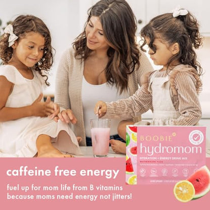 Boobie Hydromom Superfood Electrolyte Drink Mix, Blue Raspberry Lemonade | Refreshing Energy &amp; Hydration Boost for Mamas | On-The-Go &amp; Travel Essentials for Pregnancy, Lactation, &amp; Beyond, 15 Packets