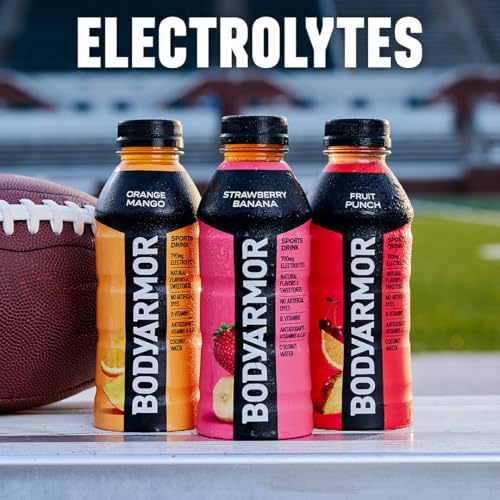 BODYARMOR Sports Drink Sports Beverage, Orange Mango, Coconut Water Hydration, Natural Flavors With Vitamins, Potassium-Packed Electrolytes, Perfect For Athletes, 16 Fl Oz (Pack of 12)