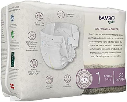 Bambo Nature Premium Eco-Friendly Baby Diapers, Size 5 (27-40 Lbs), 150 Count (6 Packs of 25)