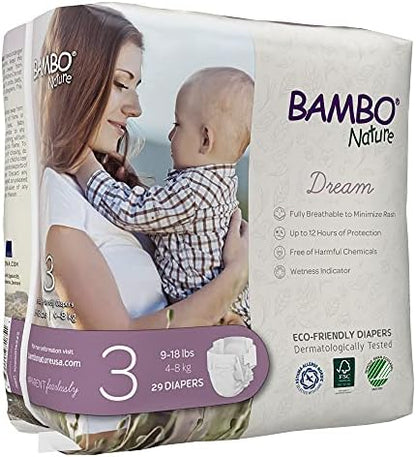 Bambo Nature Premium Eco-Friendly Baby Diapers, Size 5 (27-40 Lbs), 150 Count (6 Packs of 25)